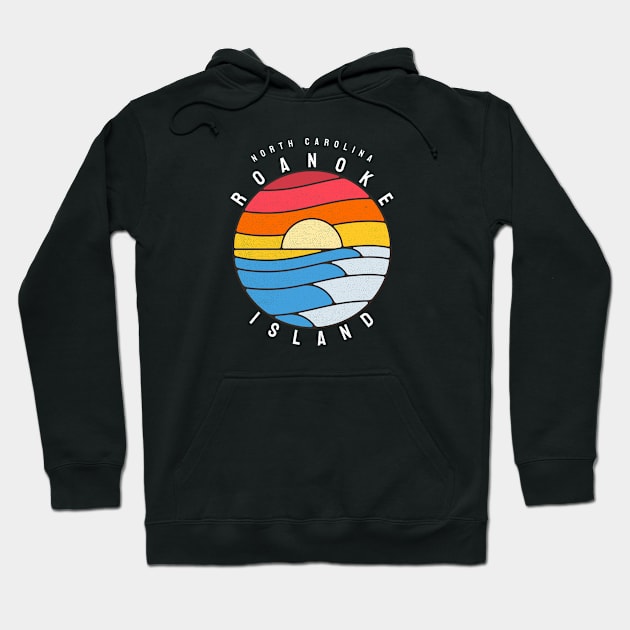 Roanoke Island, NC Stained Glass Sunrise Summertime Hoodie by Contentarama